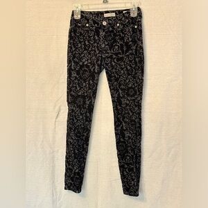 Guess Black Velvet Burnout Medium Rise Curvy Skinny Pants